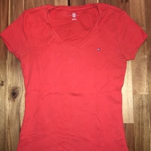 Tommy Hilfiger V-neck orange t-shirt
